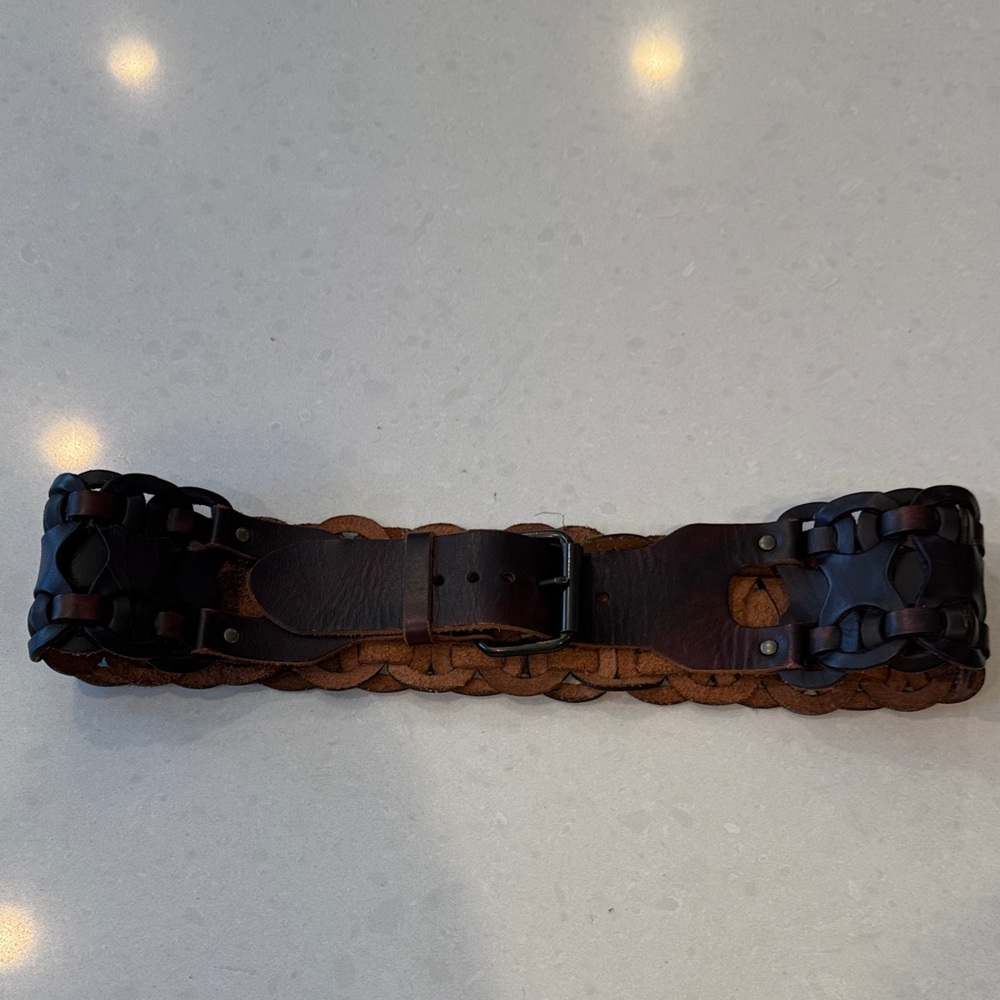 Stylish Braided Leather Belt - Deep Brown really cute belt